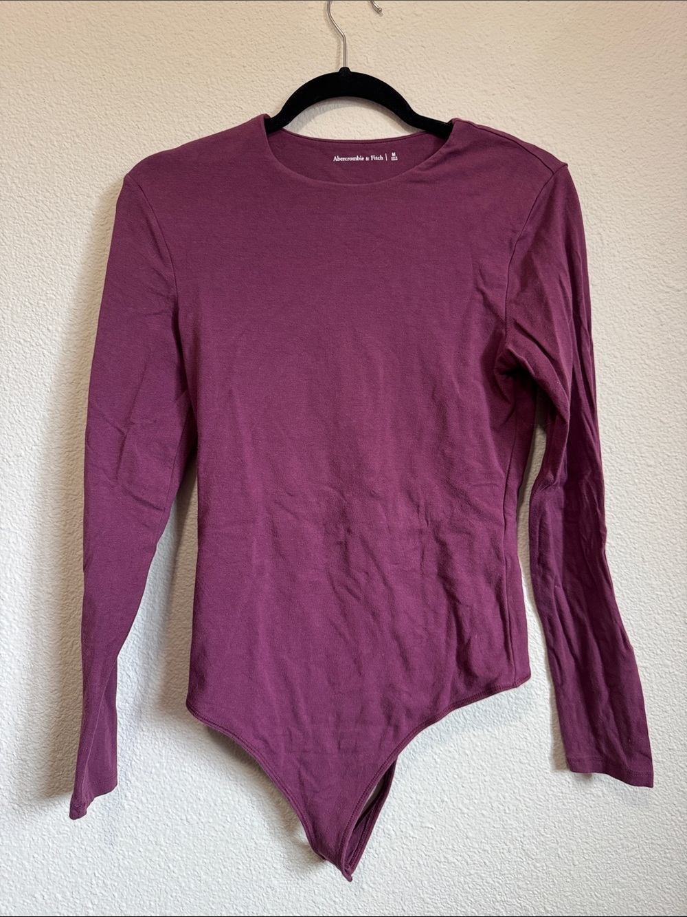 Abercrombie & Fitch Long-Sleeve Plum Crewneck Bodysuit
